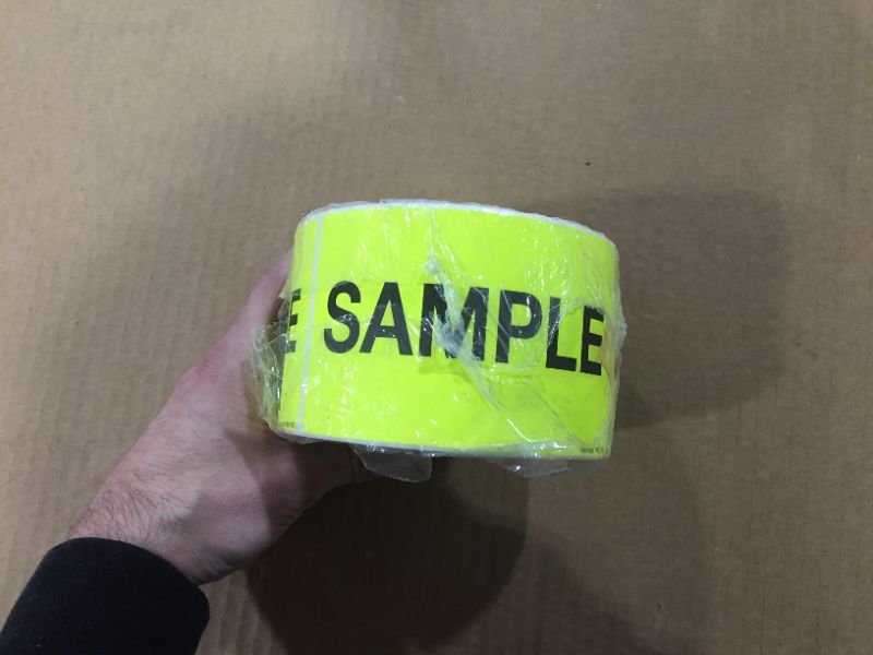 Photo 1 of 3 x 5" - "Sample" (Fluorescent Yellow) Labels 500/Roll
