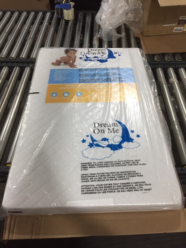 Photo 2 of Dream On Me, Sunset 3” Extra Firm Fiber Portable and Mini Crib Mattress in White I Green Guard Gold Certified
