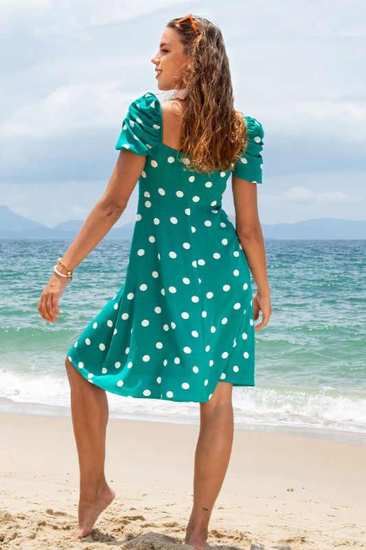 Photo 1 of Zoey Polka Dot Puff Sleeve Midi Dress L

