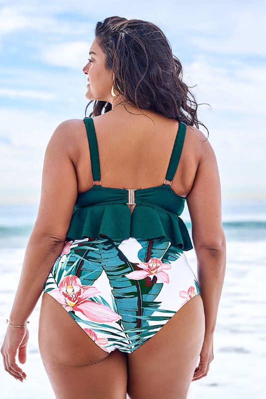 Photo 2 of Ruffle Plus Size Bikini With High Waisted Bottom
