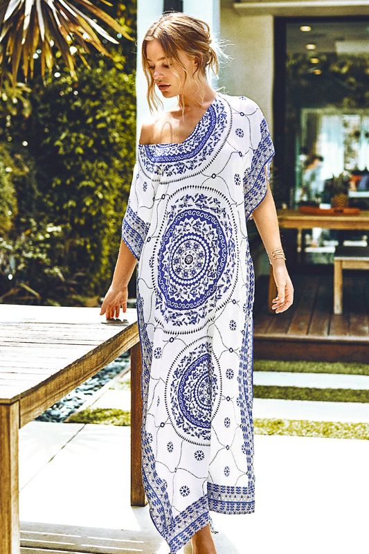 Photo 1 of (M) Boho Print Maxi Cover Up
