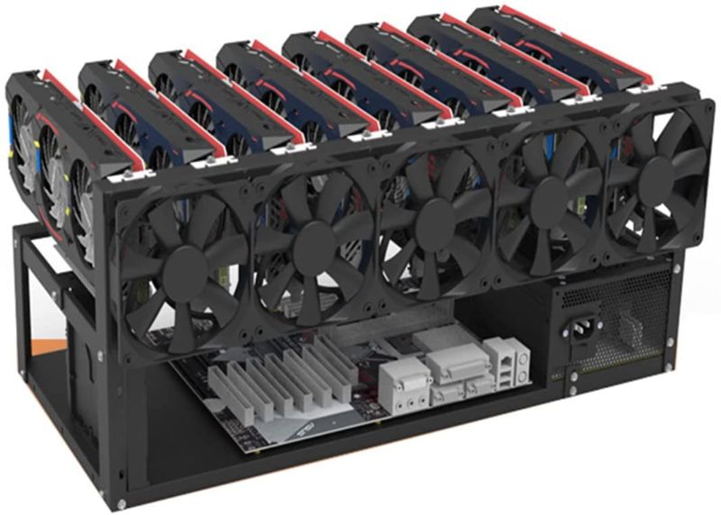 Photo 1 of 8 GPU Open Air Mining Rig Frame, Solid Mining Rig Case Steel Miner Mining Rack, Simple to Setup, Mining Accessories Tools for Crypto Currency Bitcoin ETH ETC ZEC Mining (Frame Only)
