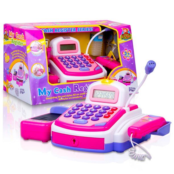 Photo 1 of CifToys Toy Cash Register for Kids, Pink Cashier Toy Playset for Girls 3+
