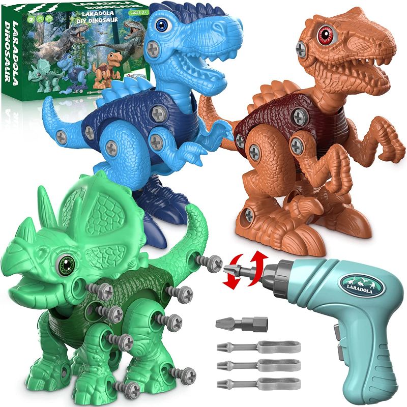 Photo 1 of Laradola Dinosaur Toys for 3 4 5 6 7 8 Year Old Boys, Take Apart Dinosaur Toys for Kids 3-5 5-7 STEM Construction Building Kids Toys with Electric Drill, Dinosaur Toy Birthday Easter Gifts Boys Girls
