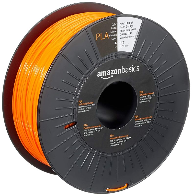 Photo 1 of Amazon Basics PLA 3D Printer Filament, 1.75mm, Neon Orange, 1 kg Spool
