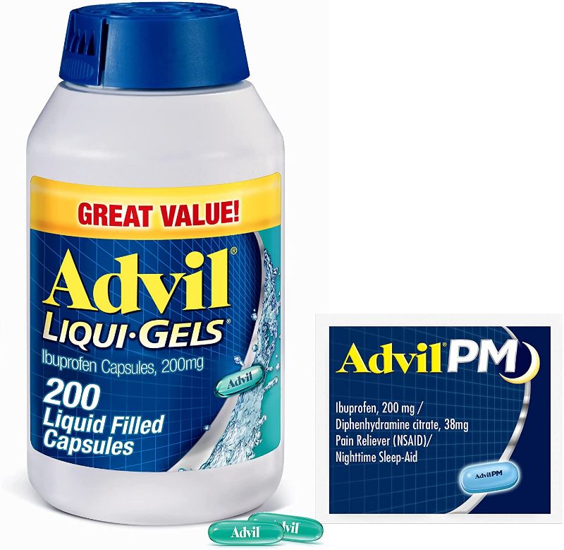 Photo 1 of Advil Liqui-Gels Pain Reliever and Fever Reducer, Pain Medicine for Adults with Ibuprofen 200mg for Headache, Backache, Menstrual Pain and Joint Pain Relief...
