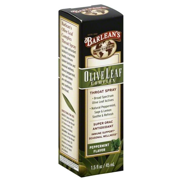 Photo 1 of Barleans Vitamins & Supplements - 1.5-Oz. Peppermint Olive Leaf Throat Spray
