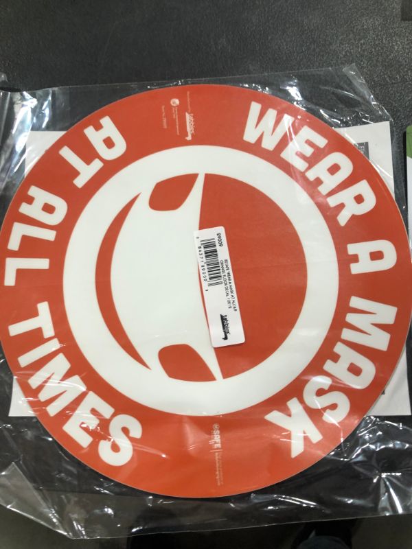 Photo 2 of BeSafe Messaging"Wear A Mask at All Times" 6 Pack, 12" Round, Repositionable Vinyl UL 410 Certified Anti-Slip Floor Sign, Social Distancing Safety Decals
