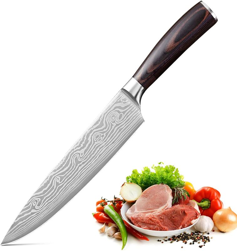 Photo 1 of Chef Knife - 8 inch Kitchen Knife, German High Carbon Stainless Steel Sharp Knife, Professional Meat Knife with Ergonomic Handle and Gift Box for Family...
