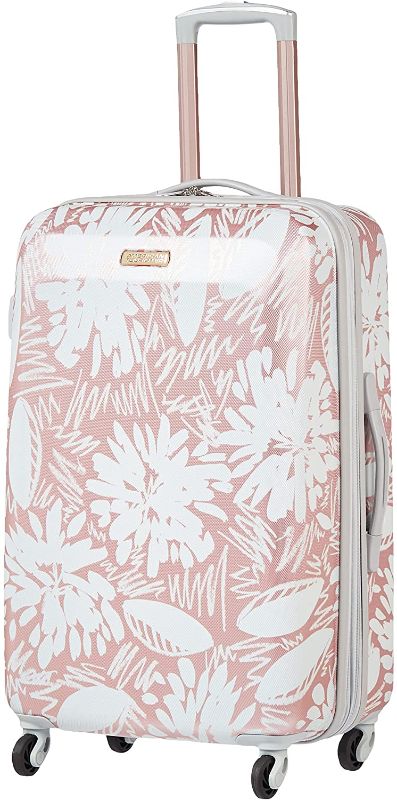 Photo 1 of American Tourister Moonlight Hardside Expandable Luggage with Spinner Wheels, Ascending Gardens Rose Gold, Carry-On 21-Inch
