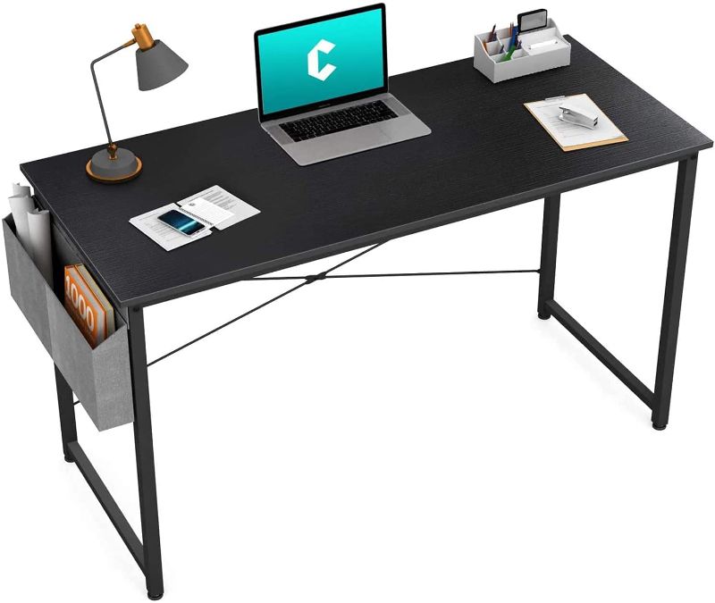 Photo 1 of Cubiker Computer Desk 40 inch Home Office Writing Study Desk, Modern Simple Style Laptop Table with Storage Bag, Black/SELLING FOR PARTS 
