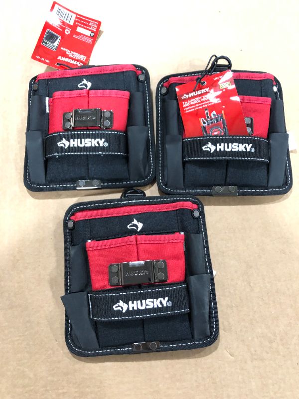 Photo 1 of 7 in. 3-Pocket Clip On Tool Belt Pouch 3 pack 
