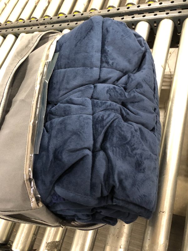 Photo 2 of Argstar Sherpa Fleece Weighted Blanket for Adults 15 Lbs On Twin/Full Bed, Soft Cozy Fuzzy Heavy Blankets with Premium Glass Beads,48"x72", Navy.