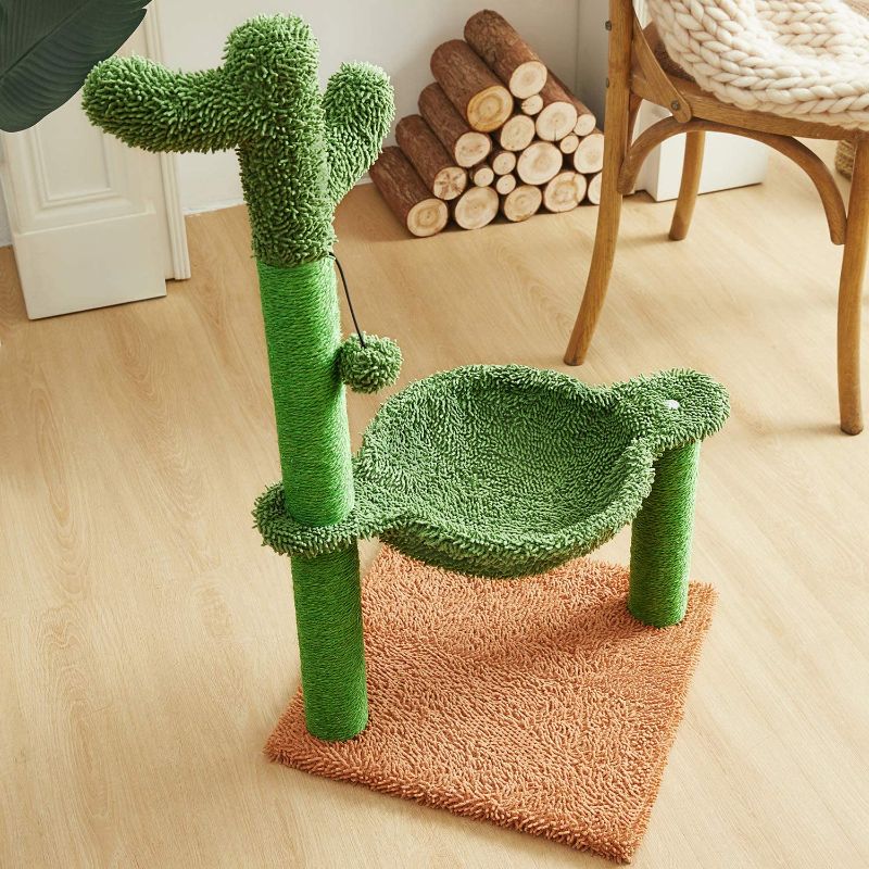 Photo 1 of Catinsider Cactus Cat Tree with Hammock and Full Wrapped Sisal Scratching Post for Cats
