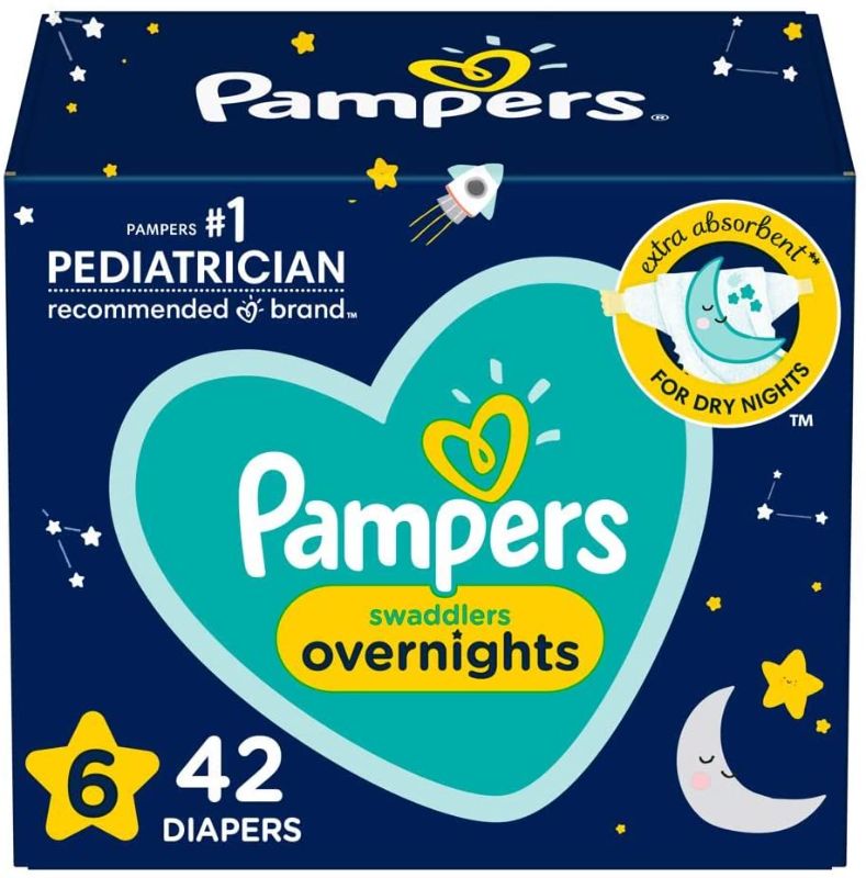 Photo 1 of `Pampers Swaddlers Overnights Disposable Diapers Size 6, 42 Count, 
