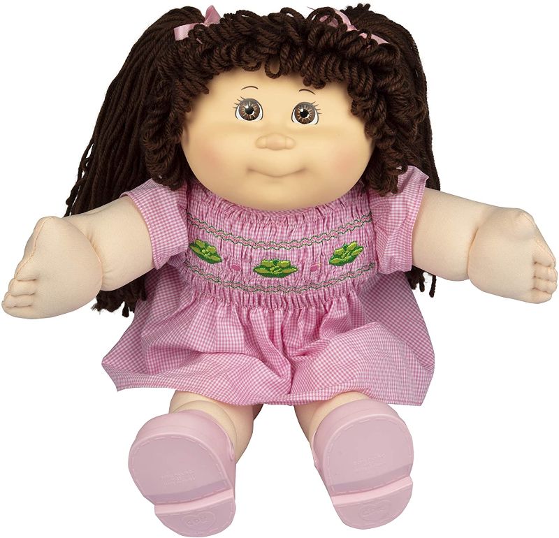 Photo 1 of Cabbage Patch Kids Vintage Retro Style Yarn Hair Doll - Original Brunette Hair/Brown Eyes, 16" - Amazon Exclusive - Easy to Open Packaging