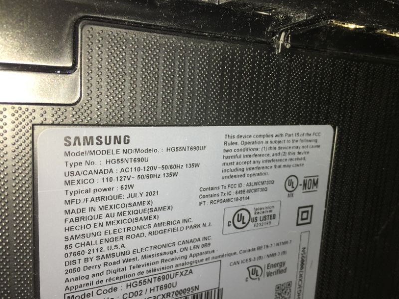 Photo 4 of SAMSUNG 55IN 2019 MODEL HG55NT690UF (tv remote not included)