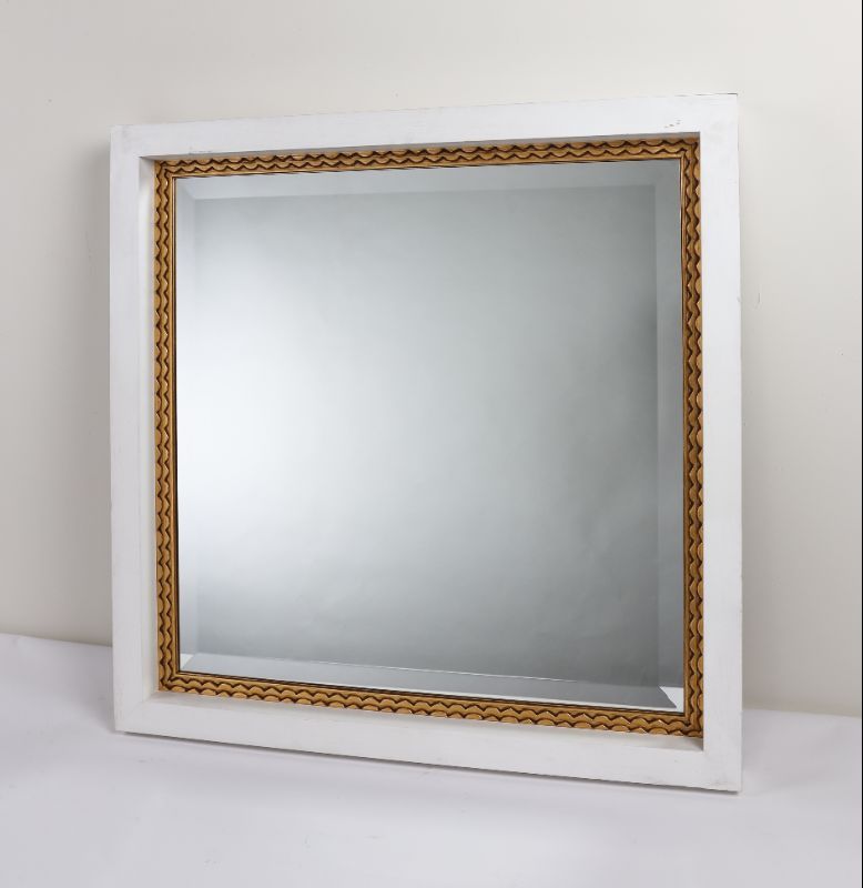 Photo 1 of WHITE FRAME GOLD BORDER MIRROR 38in X 48in