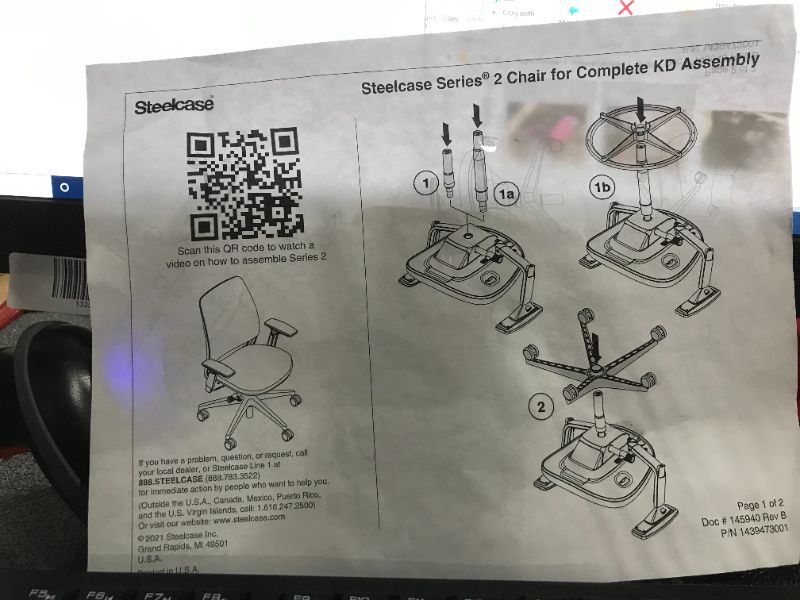 Photo 3 of Steelcase Series 2 Office Chair, Seagull Frame, Cogent Connect Licorice, Hard Floor Casters (licorice/ light frame)
