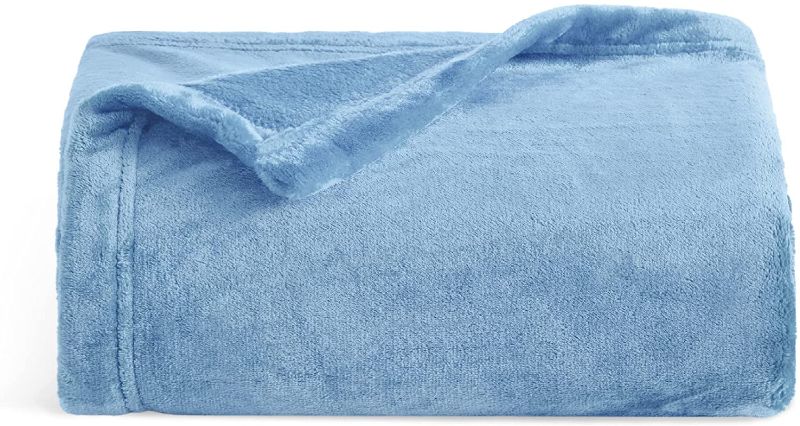 Photo 1 of Bedsure Fleece Blanket Twin Blanket Washed Blue - 300GSM Soft Lightweight Plush Cozy Twin Blankets for Bed, Sofa, Couch, Travel, Camping, 60x80 inches
