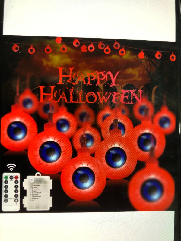 Photo 1 of FastDeng 30 LED Halloween Eyeball String Lights 2 Pack