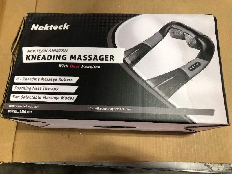 Photo 2 of Nekteck Shiatsu Deep Kneading Massage Pillow with Heat, Speed Control, and Bi-Direction Control - Black