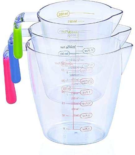 Photo 1 of 3 PCS Measuring cups OPPERD Baking Measuring Cup Set, Transparent plastic thickened household kitchen measuring cup milk transparent graduated cup ounce cup With ML and Oz Marks