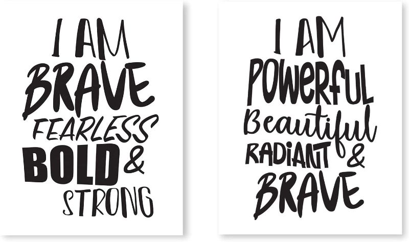 Photo 1 of Artisan Home I Am Brave & Powerful | 2 Canvas Prints | Motivational & Inspirational Quote Wall Art | Ready to Hang | 11" L x 14" H x 1.25" D Each
