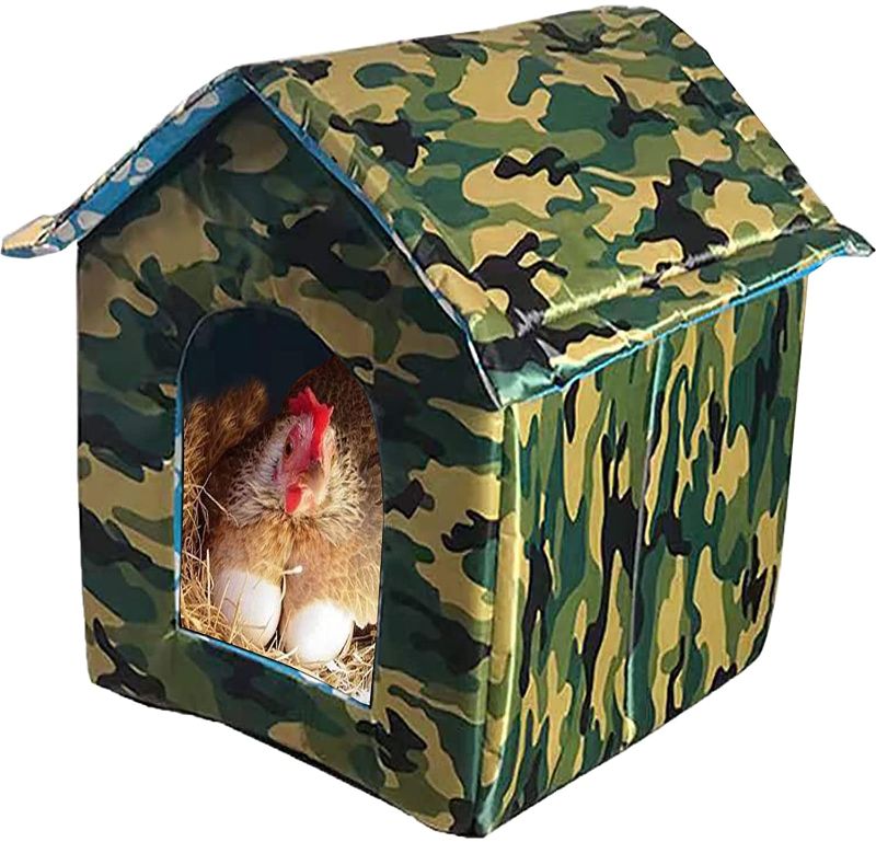 Photo 1 of TANGXIATIGER Chicken Coop,Hen House Poultry,Egg Nesting Boxes for Chickens,Outdoor Cat House,Brooder Box for Chicks,Baby Chick Starter Kit (Army Green 1 PCS), 15x14x15.7bl
