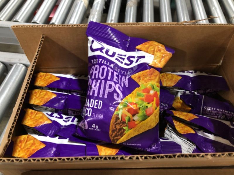 Photo 1 of 2 Boxes of Quest Nutrition Tortilla Style Protein Chips, Loaded Taco, Low Carb, Gluten Free, Baked, 1.1 Ounce (Pack of 24) ***BEST BY:04/23/2022***