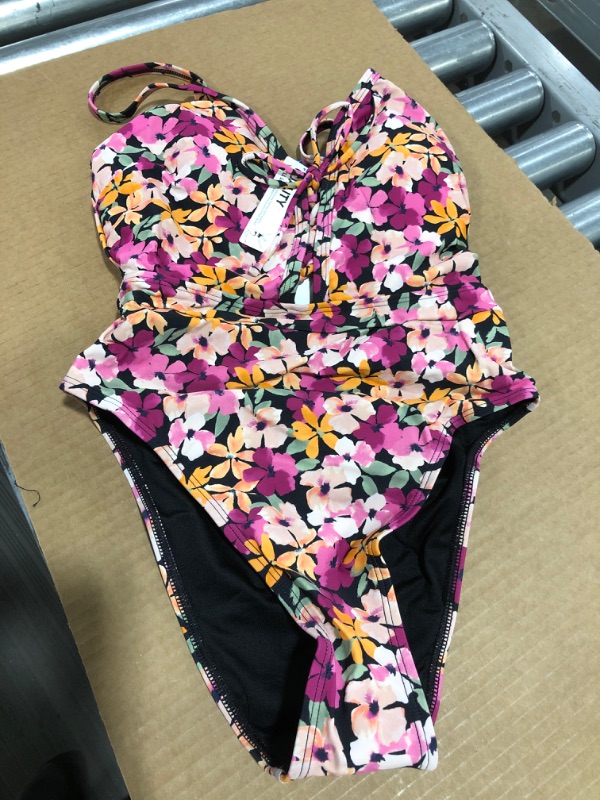 Photo 2 of CUPSHE Caitlynn Floral Plunge Cut Out One Piece Swimsuit, Small