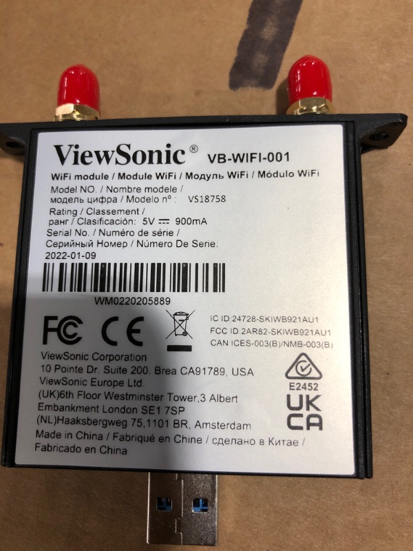 Photo 3 of ViewSonic VB-WIFI-001 - Network adapter - 802.11ax (Wi-Fi 6), VS18758