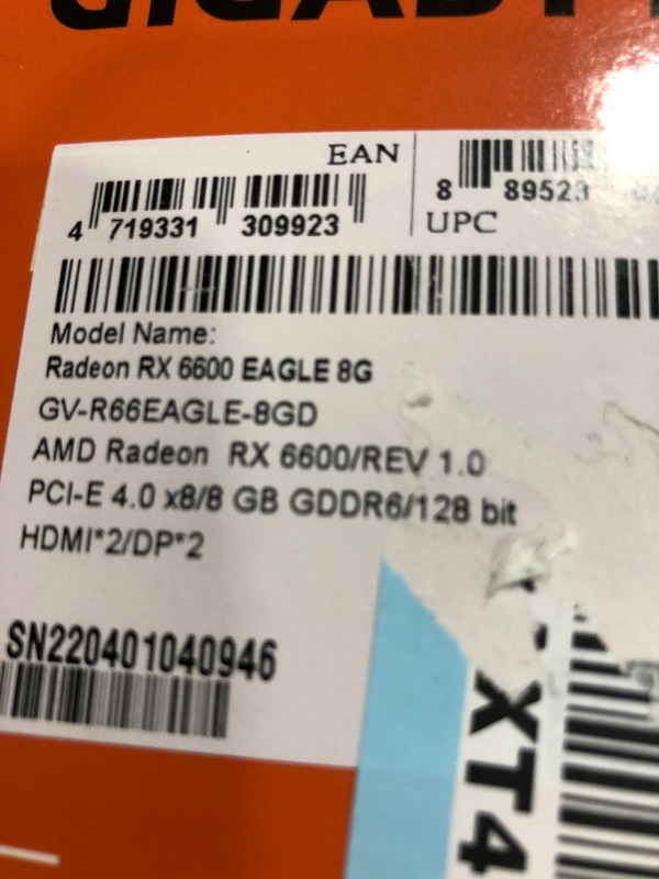 Photo 3 of GIGABYTE Radeon RX 6600 Eagle 8G Graphics Card, WINDFORCE 3X Cooling System, 8GB 128-bit GDDR6, GV-R66EAGLE-8GD