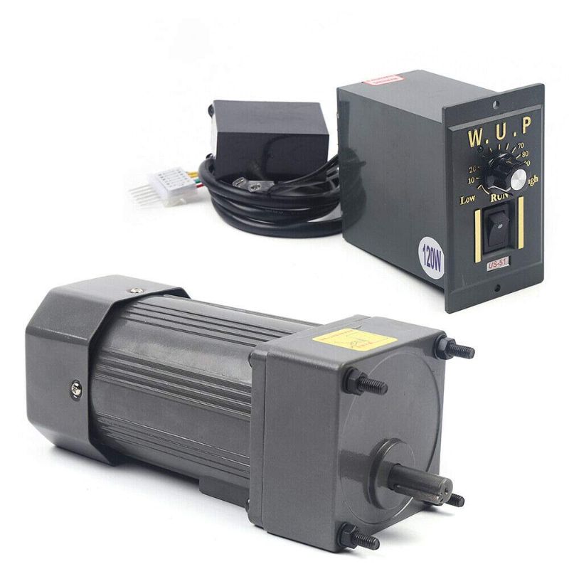 Photo 1 of 110V 120W Ac Gear Motor Electric Single-Phase Motor Gear Motor 0-135 RPM Variable Speed Adjustable Governor Geared Motor and Adjustable Speed Controller Combo(Reduction Ratio 1:10, 120W)
