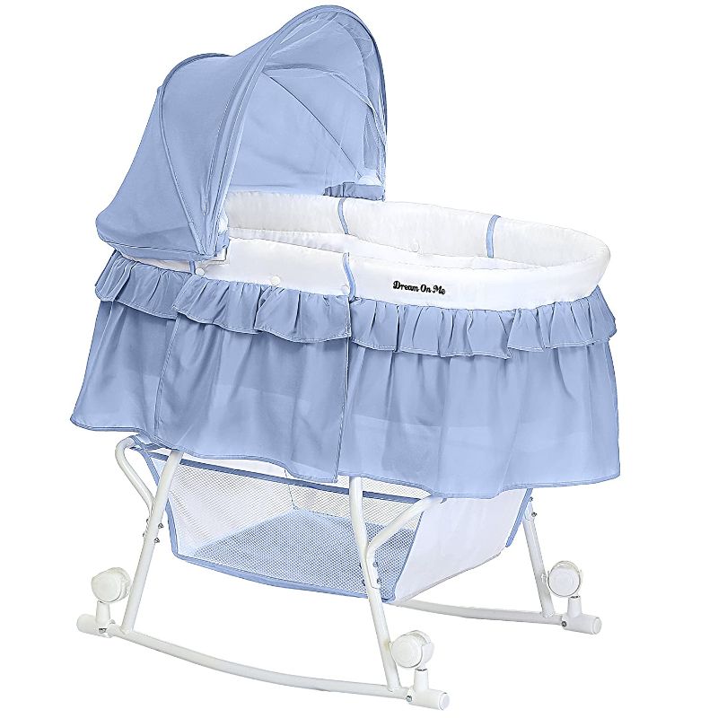 Photo 1 of Dream on Me Lacy Portable 2 in 1 Bassinet and Cradle Blue and White