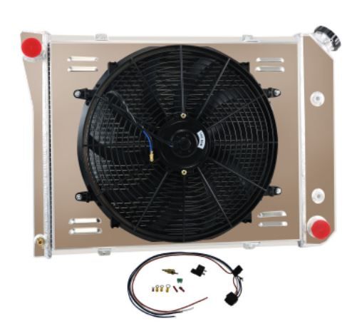 Photo 1 of 3 Row Radiator&Shroud+Fan+Relay Kit For Chevy Bel Air/Impala/Nova 1968-1974-120W COLOR MAY VARY