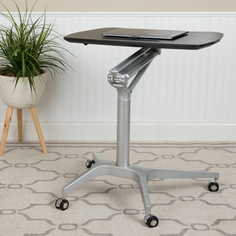 Photo 1 of Flash Furniture - Mobile Sit-Down, Stand-up Computer Ergonomic Desk with 28.25"W Top (Adjustable Range 29" - 41") - Black