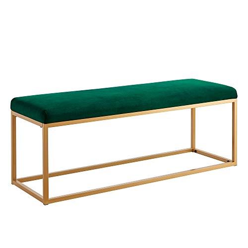 Photo 1 of Ball & Cast Upholstered Velvet Bench with Powder Coating Legs to Living Bed Room, Emerald (HSA-7005-B)