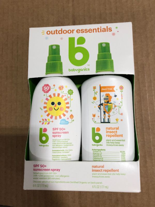 Photo 2 of Babyganics Mineral-Based Sunscreen SPF 50 Spray 6 oz + Natural Insect Repellent 6 oz Combo Pack, Net Wt. 12 oz