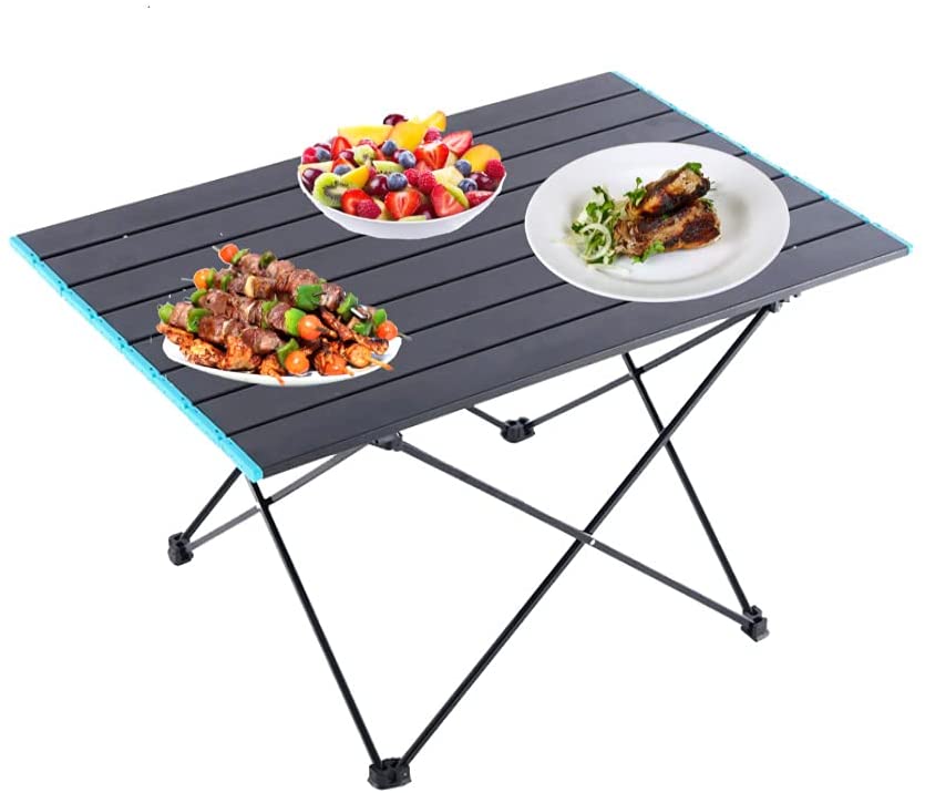 Photo 1 of  Large Folding Camping Table Portable Beach Table - Collapsible Foldable Picnic Table in a Bag - Mini Aluminum Side Table Lightweight Camp Tables for Outdoor Cooking, Backpacking, RV Fold, Travel