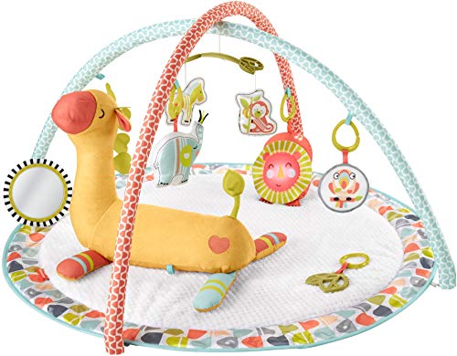 Photo 1 of Fisher-Price Go Wild Gym & Giraffe Wedge, Infant Activity Gym with Large Playmat, Musical Toy & Tummy Time Support Wedge for Babies