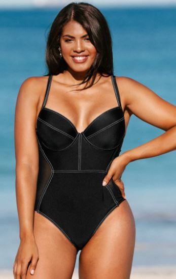 Photo 1 of CUPSHE Ivory Contrast Stitched Plus Size One Piece Swimsuit Size 0X