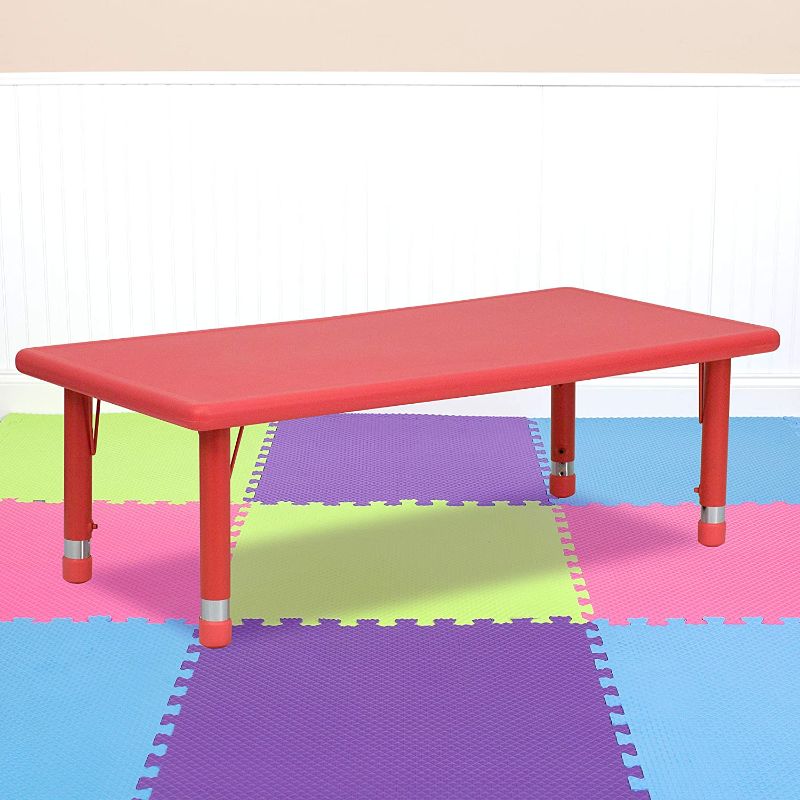 Photo 1 of Flash Furniture 24''W x 48''L Rectangular Red Plastic Height Adjustable Activity Table *LEGS NOT INCLUDED!!!!!*
