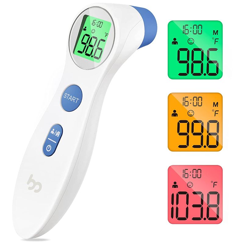 Photo 1 of 2-PACK! Touchless Forehead Thermometer for Adults and Kids, Digital Infrared Thermometer for Home with Fever Indicator, Instant Accurate Reading
