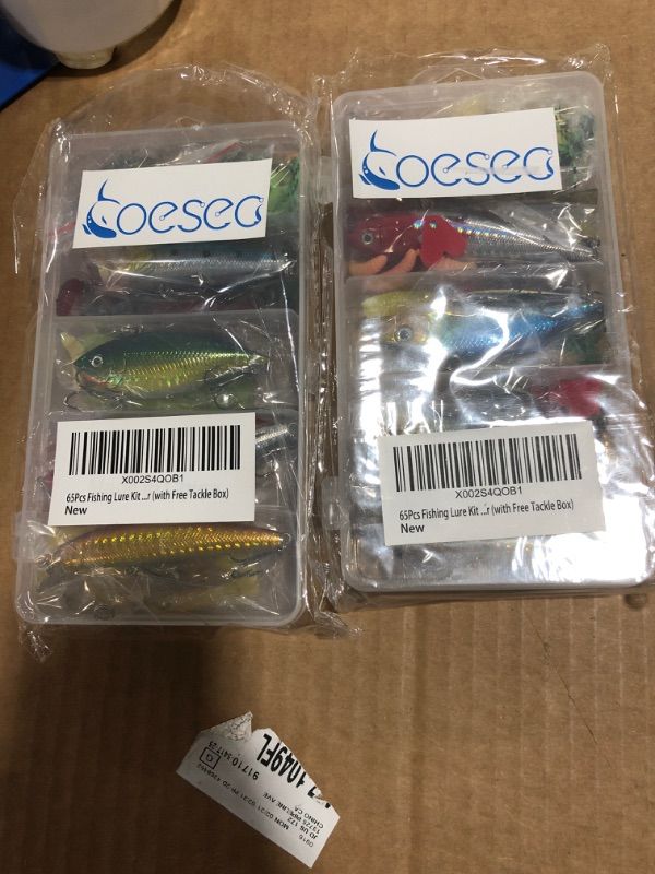 Photo 2 of 2-PACK! YOESE 65 PCS A Fishing Lure Kit Set Including Frog Lures Soft Fishing Lure Hard Metal Lure VIB Rattle Crank Popper for Trout Bass Salmon Walleye Saltwater Freshwater (with Free Tackle Box)
