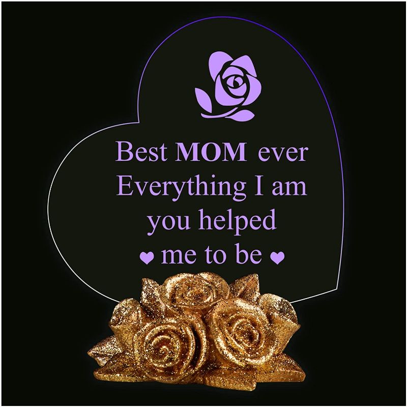 Photo 1 of Giftgarden Sentimental Gift for Mom Mother's Day, 7 Color LED Cake Topper Heart Stuff with Shiny Gold Roses, Cute Moms Present from Daughter Son, Birthday, Christmas, Valentines Day
