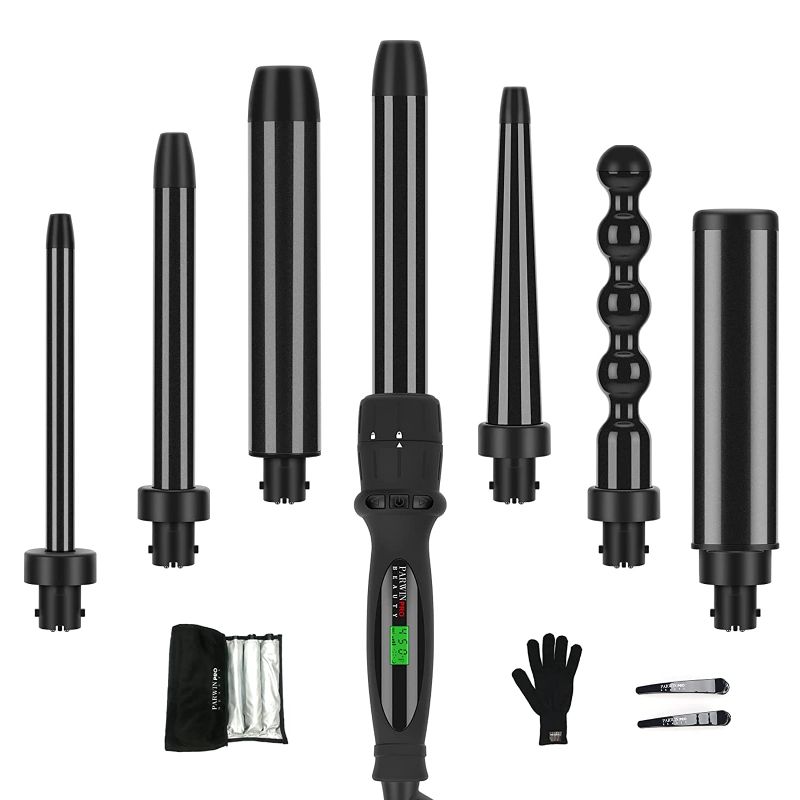 Photo 1 of Curling Iron,PARWIN PRO BEAUTY 7 in 1 Curling Wand Set with 7 Interchangeable Barrels and Heat Protective Glove Auto Shut Off Dual Voltage
