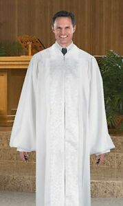 Photo 1 of Cambridge Jacquard Trimmed Pulpit Robe: White, Size 59
