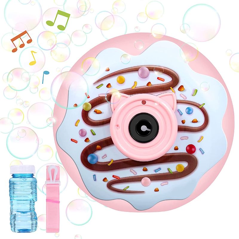 Photo 1 of Miss House Bubble Machine, Donut Bubble Machine for Kids & Toddlers Outdoor, Automatic Bubble Maker for Outdoor Toy, Parties Toy, Summer Toy( Pink)
