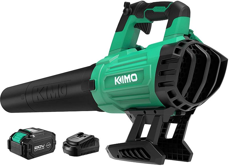 Photo 1 of Cordless Leaf Blower - KIMO 400CFM Battery-Powered Blower for Leaves, Snow Debris ? Dust, 20V Electric Leaf Blower with Battery ? Charger for Yard PARTS ONLY +
